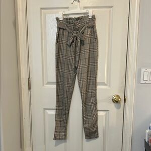 Plaid High-Waisted Pants
